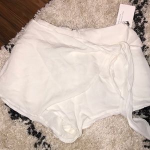 white skort with tie on the side